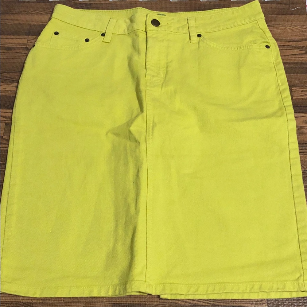 Garnet Hill Denim Lemon Lime Colored Skirt size 10 - Picture 2 of 16